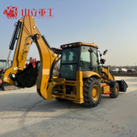 Mini Shanli Backhoe Loader Bertenaga Tinggi 4x4 Traktor Loader Mesin Diesel 92KW Kapasitas Bucket 0.3m Operasi Tinggi 1 Tahun