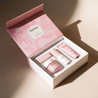 Boîte magnétique personnalisée et boîte cadeau bleue pour ensemble de soins de la peau et emballage de luxe, épaisseur du papier personnalisée