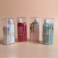 Nouveau pinceau de maquillage carré 8-en-1, mini, portable, modèle télescopique, pinceau à blush, pinceau à fard à paupières, pinceau de maquillage