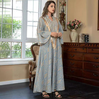 Robe longue Abaya en maille brodée de sequins, style Dubaï, robe de soirée musulmane du Moyen-Orient