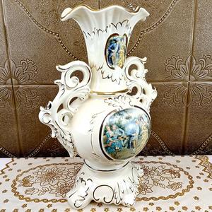 European-style <b>Ceramic</b> <b>Vase</b> Binaural High-end Luxury Living Room Entrance Ornaments TV Cabinet Home Decorations Character - Product Image 3
