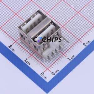 907-221A1019D10200 USB Connector Bent Lead Through Hole Connector Type-A USB 2.0 Female Right Angle Insert - Product Image 1