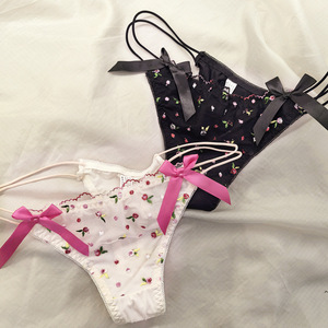 Tangas sexys transparentes con estampado de fresas y cerezas para mujer, bragas de cintura baja sin costuras - Product Image 5