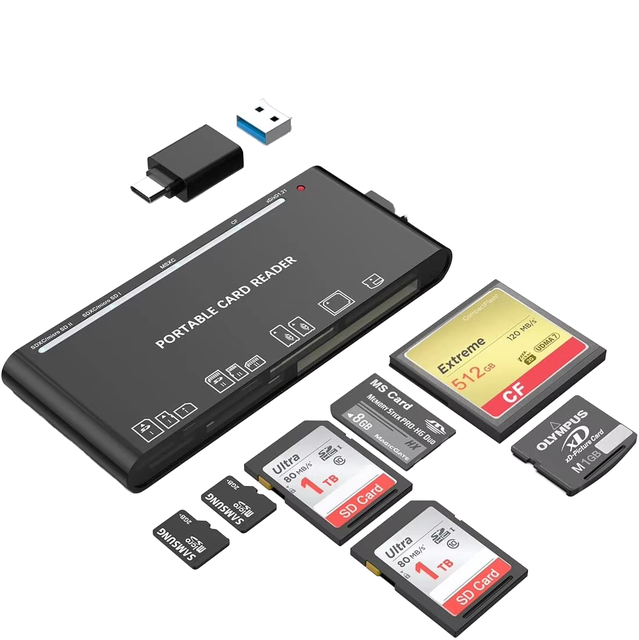 7 in 1 Dual USB C OTG Adapter Micro USB CF XD MS TF SD Memory Card Reader External Installation Compatible with Computers