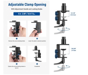 Trípode de Escritorio Metálico Ajustable <span class=keywords><strong>NEEWER</strong></span> de 13.8"-23.6" con Cabezal de Bola de 1/4" y Soporte de Zapata Fría |   Abrazadera en C para Cámara - Product Image 4
