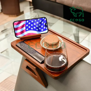 Mesa de brazo de sofá de madera de bambú Mesa de brazo de sofá de bambú con bandeja plegable para uso doméstico para el hogar - Product Image 5