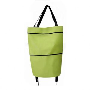 Sac de courses pliable avec poignée pour supermarché, chariot de courses portable pliable avec roues - Product Image 3