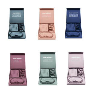 Ensemble de luxe 3 pièces 100% soie de mûrier pur, <span class=keywords><strong>masque</strong></span> de sommeil en tricot élastique et taie d'oreiller, ensemble de chouchous <span class=keywords><strong>avec</strong></span> boîte cadeau - Product Image 2