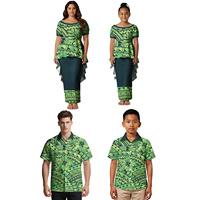 Logo Cetak Bunga Kustom untuk Keluarga, Pakaian Seragam Orang Tua-Anak, Kemeja Pria Polinesia, Puletasi Hawaii, Gaun Samoa, Set Keluarga