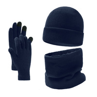 Ensemble bonnet, écharpe et gants tactiles pour homme et femme, ensemble bonnet, gants et cache-cou avec doublure en polaire tricotée chaude, logo personnalisé