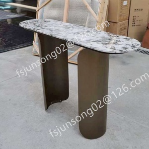 Js G03 Hiện Đại Sang Trọng Hành Lang Giao Diện Điều Khiển Bảng Vàng Kim Loại Chân 140Cm Dài Nhập Trang Trí Bàn Cao Bằng Đá Cẩm Thạch Hàng Đầu Sofa Trở Lại Bàn - Product Image 3