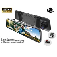 Rétroviseur de voiture avec écran tactile anti-reflet ultra-fin de 10 pouces, vision nocturne, streaming, caméra embarquée 3 caméras, 1080P HD WiFi 170 OLIVER