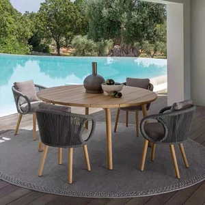 Ensemble de chaises de table à manger de luxe 6 places fauteuil de patio en osier durable en aluminium imperméable chaise de salle à manger en rotin avec coussins - Product Image 2