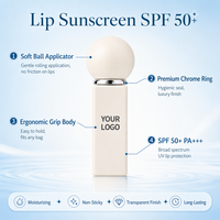 Huile à lèvres protectrice UV à large spectre OEM SPF 50+ transparente non collante avec applicateur à bille, écran solaire pour les lèvres, marque privée, soin des lèvres, vente en gros