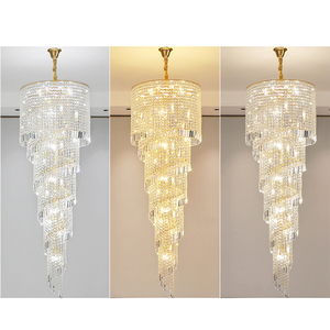 Phong cách hiện đại trang trí trong nhà sảnh khách sạn biệt thự tiệc hội trường cầu thang tùy chỉnh đèn Chùm Pha Lê - Product Image 5