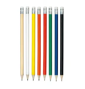 Wholesale 7 Inch Round Shape Custom Logo Printed Wood Hb Pencil Set With Colorful Eraser Pencils For Children School