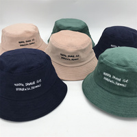 Groothandel Bucket Hat Met Custom Borduurwerk Logo 100% Katoen Corduroy Bob Hoed Met Custom Logo