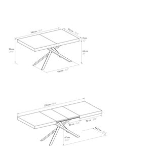 โต๊ะอาหารยืดหดได้ George ขนาด 180x90 ซม. รุ่น Rustic Oak ฐานโลหะ สำหรับใช้ภายใน - Product Image 5