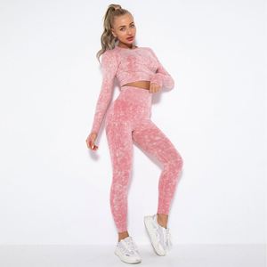Custom Women's 2-Piece Workout Tracksuit Long Sleeve Crop Top & High Waisted Yoga <b>Leggings</b> for Promotional Gift - Product Image 2