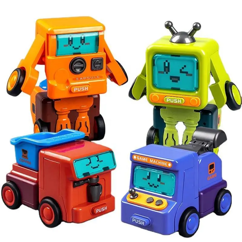 Appliance Robot Collision Deformation Coasting Cartoon Collision Super Power Friction Stunt Car Model Robot Toy For Kids