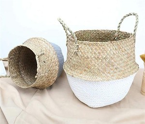Gestrickter Korb mit Deckel, Wäschekorb aus Rattan, Obstkorb, 20L, Makramee-Küchen-Aufbewahrungsregal, Weidenkorb mit Einlage, Imitation - Product Image 5
