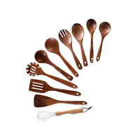 Lot de 12 ustensiles de cuisine en bambou, pour la cuisine, livraison gratuite, avec plateau tournant