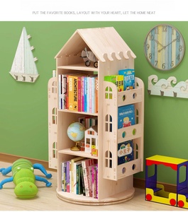 Étagère rotative <span class=keywords><strong>en</strong></span> <span class=keywords><strong>bois</strong></span> <span class=keywords><strong>ronde</strong></span> moderne étagères bibliothèque support de livres pour enfant maison armoire bibliothèque meubles présentoir - Product Image 4