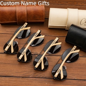 Factory High Quality New Brand Designer Sunglasses Trendy Polarized Wood <strong>Temple</strong> Engraved Logo UV400 Protection Folding Oval - Product Image 5