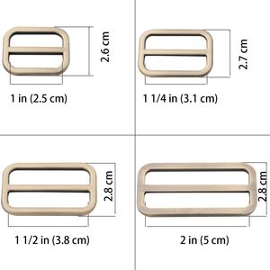 Loosco Deslizadores de Metal Planos Ajustables, Hebillas Triglide para Correas, Sujetadores de Correa, Ajustadores de Cinturón para Bolsos de Cuero, Latón Cepillado - Product Image 2