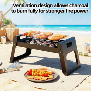 Parrilla de Carbón Portátil Delgada de 34 cm, de Acero al Carbono, Envío Rápido desde China, Plegable, Lista para Usar en la Playa, Envío Directo desde la UE - Product Image 3