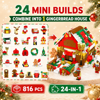 Ensemble de blocs de construction de Noël 24-en-1, 816 pièces, jouet de construction de maison de Noël, modèles DIY, kit de briques éducatif, cadeau de Noël