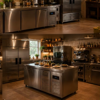 Fournisseur d'équipements de cuisine pour la restauration CE ETL, réfrigérateur commercial, table de travail avec vitrine, station de préparation de pizzas, congélateur à salade rapide