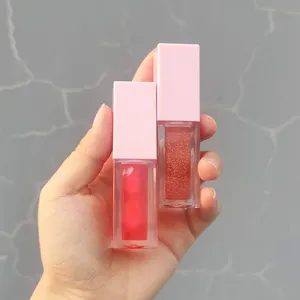 Wholesale Shiny Low Moq Color Changing Lip Gloss Flavouring Oil Private Label Clear Vegan Pink Plump Fruit Lip Oil