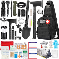 Sac bandoulière de survie noir et rouge OEM en gros, kit d'équipement d'urgence multifonctionnel, outil d'évasion pour le camping et la randonnée