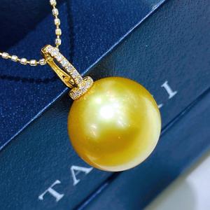 Cuentas Redondas Básicas de 13-14 mm, Impecables, con Hebilla de Oro de 18K, Universales para Colgantes y Dijes de Perlas, Colgante de Cuentas de Oro Natural - Product Image 3