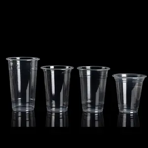 Eco Friendly Custom Printed Clear 12 16 20 24 32oz PP PET Transparent Disposable Plastic Cup With Lid