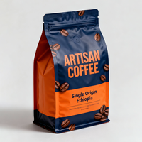Sacs à café vides à fond plat personnalisés de haute qualité, 250 g, 500 g, 1 kg, sacs d'emballage pour grains de café avec valve