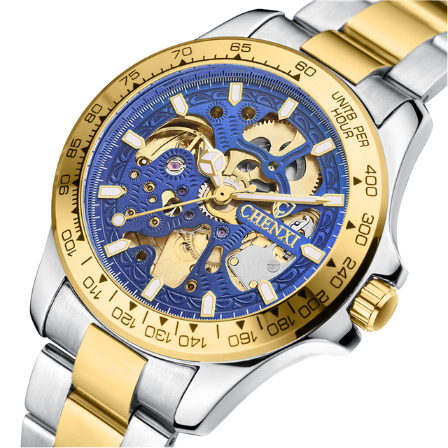 CHENXI 8808 Luxury Men's Stainless Steel Automatic Luminous Chronograph Tourbillon Waterproof Mechanical Watch 24mm Band Hip Hop