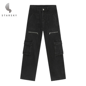 Custom Regular de alta calidad de los <span class=keywords><strong>hombres</strong></span> Jeans Straight Baggy gran bolsillo Denim Cargo Vintage Jeans - Product Image 1