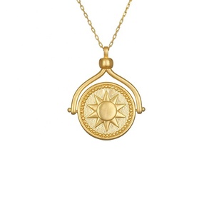 Fabricante de Joyería de Latón Gemnel, Joyería de Latón Chapada en Oro, Collar con Colgante de Moneda de Latón Personalizado de Moda - Product Image 1