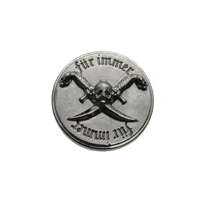 High Quality Custom Logo Alloy Gunmetal Skull Embossed Metal Jeans Pant Accessories Shank Buttons