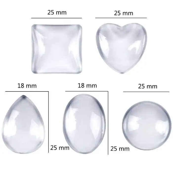 Grosir perhiasan datar permata patch bulat persegi bentuk hati kaca kristal cabochons