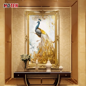 Pittura a olio animale dipinta a mano cervi da salto pittura decorativa pavone arte pittura - Product Image 3