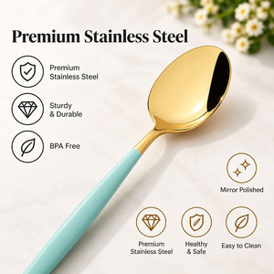 4 40 Piece Stainless Steel Flatware Set Gold <b>Knife</b> <b>Fork</b> Spoon Cutlery with Colored Handle for Hotel Restaurant Catering - Product Image 5