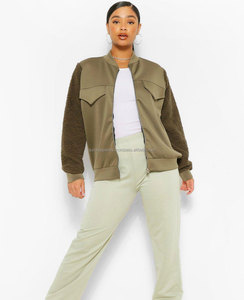Veste bomber pour femme en polyester 100% uni, coupe-vent, à manches longues, rose, dernière collection de Quick Apparels, vente en gros, sur mesure - Product Image 1