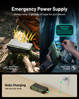 Banque d'Énergie Solaire Étanche Haute Capacité 20000mAh avec Charge sans Fil 20W, Lumière LED et Générateur à Manivelle pour Urgence Extérieure