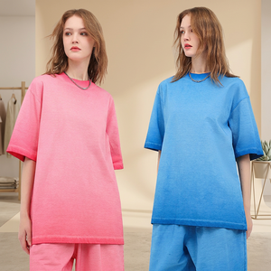 เสื้อยืดคอตตอนหนา 230 กรัม ทรงโอเวอร์ไซส์ ลวดลายไล่เฉดสี ซักแล้ว คอกลม สกรีนโลโก้ได้ สไตล์สตรีทแวร์ สำหรับผู้ชาย - Product Image 5