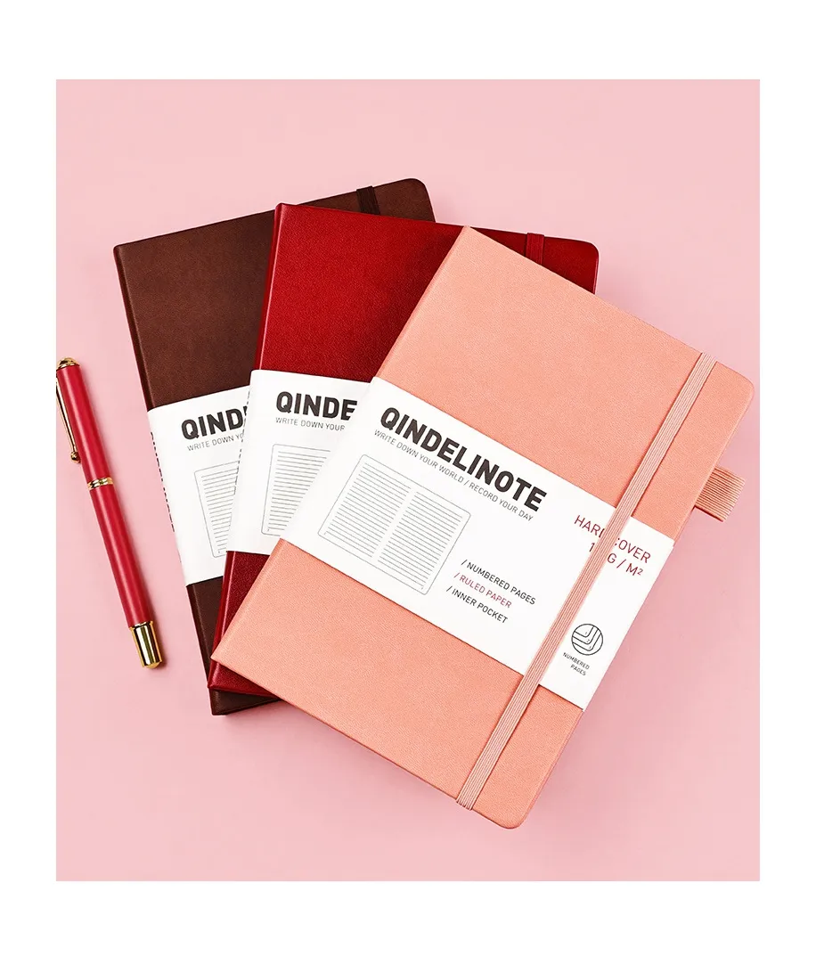 Harga kompetitif A5 mengikat Notepad kustom kulit keras elastis bahasa Inggris Notebook dengan nomor halaman Notebook Logo khusus