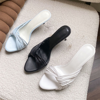 Sandales à talons hauts fins et sexy pour femme, à bout ouvert, avec bande étroite enroulée, pour l'été, chaussures de soirée unies