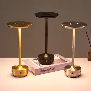 Luminária de mesa de alumínio com carregamento usb, luminária de mesa impermeável com toque de três cores regulável